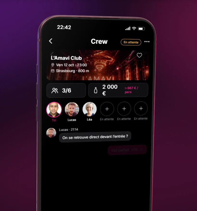 Écran Crew d'une table partagée