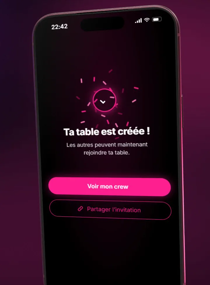 Confirmation « Ta table est créée ! »